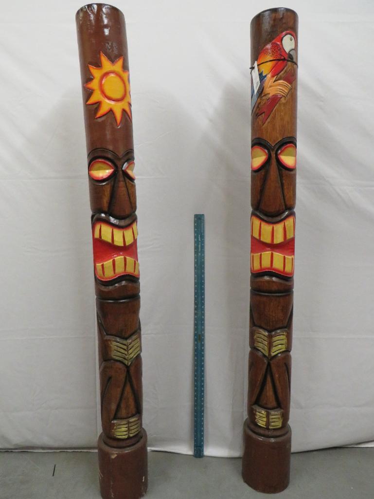 2 WOODEN TIKI POLES (2x$)