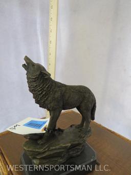 Wolf Bronze on Marble Base