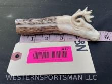 Beautiful, carved Stag antler, Caribou head, 5 1/2 inches long and 1 to 1 3/4 inches wide, awesome d