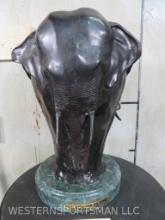 "Elephants on Vase" by P.J. Mene Recast Bronze on Marble Base