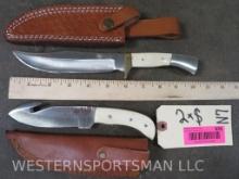 2 Knives w/Leather Sheaths and Bone Handles (2x$)
