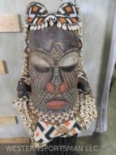 Large African Tribal Kuba Royal Head Mask/Helmet