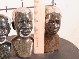 3 Small Stone African Busts, 1 Female & 2 Male (ONE$) AFRICAN ART