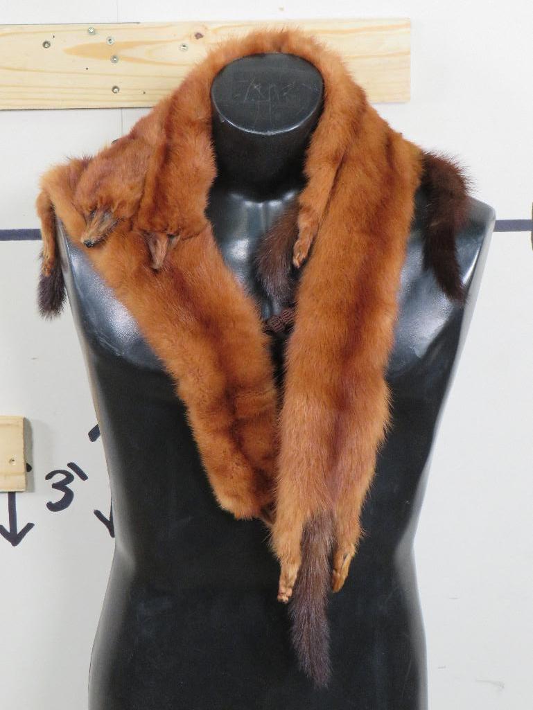 Beautiful Vintage (1950's) Mink Stole Scarf w/4 Minks, Head, Feet & Tails VINTAGE