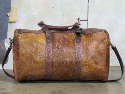 Brand New Genuine Cowhide & Tooled Leather Bag w/Tooled Leather Strap & Interior Zipper Pocket GEAR