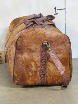 Brand New Genuine Cowhide & Tooled Leather Bag w/Tooled Leather Strap & Interior Zipper Pocket GEAR