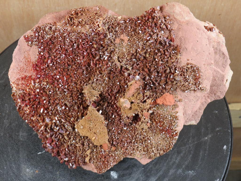 Beautiful and Rare Vanadite Crystal Formation on Red Sand Stone (Morocco) Collector Specimen