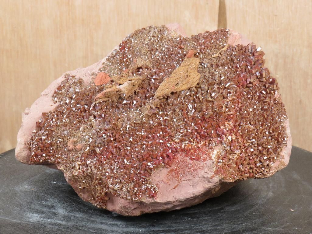 Beautiful and Rare Vanadite Crystal Formation on Red Sand Stone (Morocco) Collector Specimen