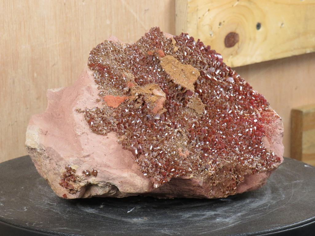 Beautiful and Rare Vanadite Crystal Formation on Red Sand Stone (Morocco) Collector Specimen