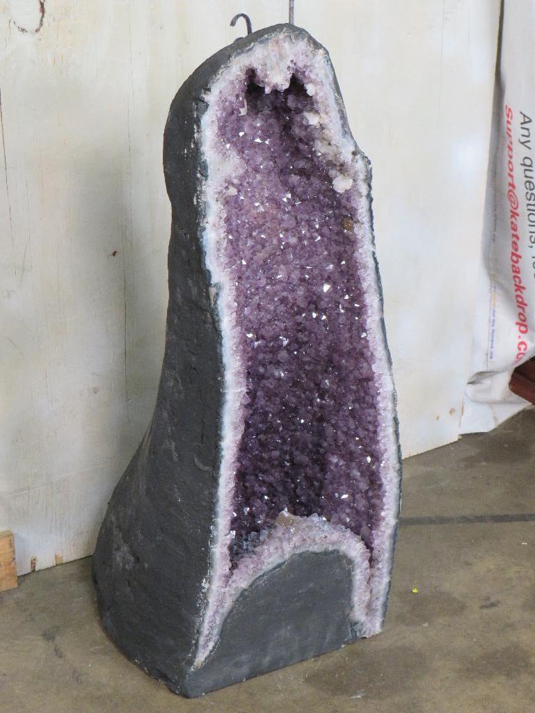 Beautiful XXL Brazilian Amethyst Geode Cathedral Tower, Cut base-Dark Purple Stunning ROCKS&MINERAL