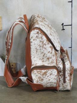 Brand New Genuine Cowhide & Leather Backpack. Zipper Compartments inside and out GEAR