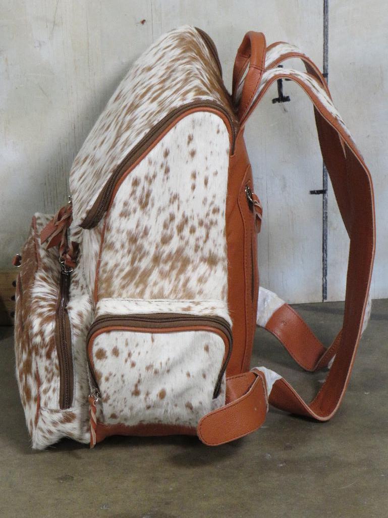 Brand New Genuine Cowhide & Leather Backpack. Zipper Compartments inside and out GEAR