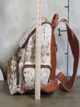 Brand New Genuine Cowhide & Leather Backpack. Zipper Compartments inside and out GEAR