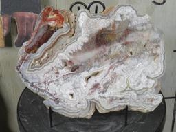 Beautiful "Crazy Lace" Agate Slab/Slice w/stand MAde in Mexico ROCKS&MINERALS