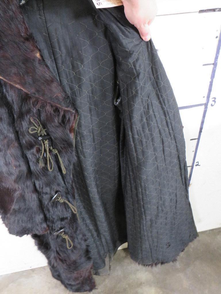 Very Old/Rough Black Bear Hide Coat, Men's LG Several Repairs, Some Dry Rot