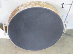 Brand New Beautiful Round Serving Tray Wrapped in Cowhide w/Leather Bottom DECOR