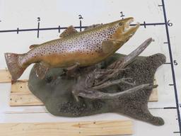 Very Nice Repro Brown Trout on Realistic Scene TAXIDERMY