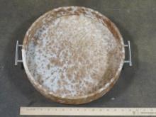 Brand New Beautiful Round Serving Tray Wrapped in Cowhide w/Leather Bottom DECOR