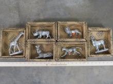 6 Resin African Animal Figurines (New in Box) DECOR