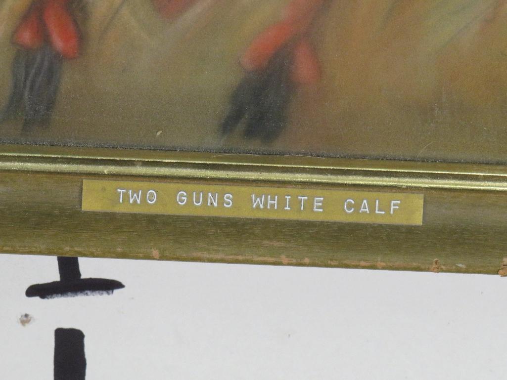 "Two Guns White Calf" original Framed Art by Artist J.Larson (1971) ORIGINAL ART