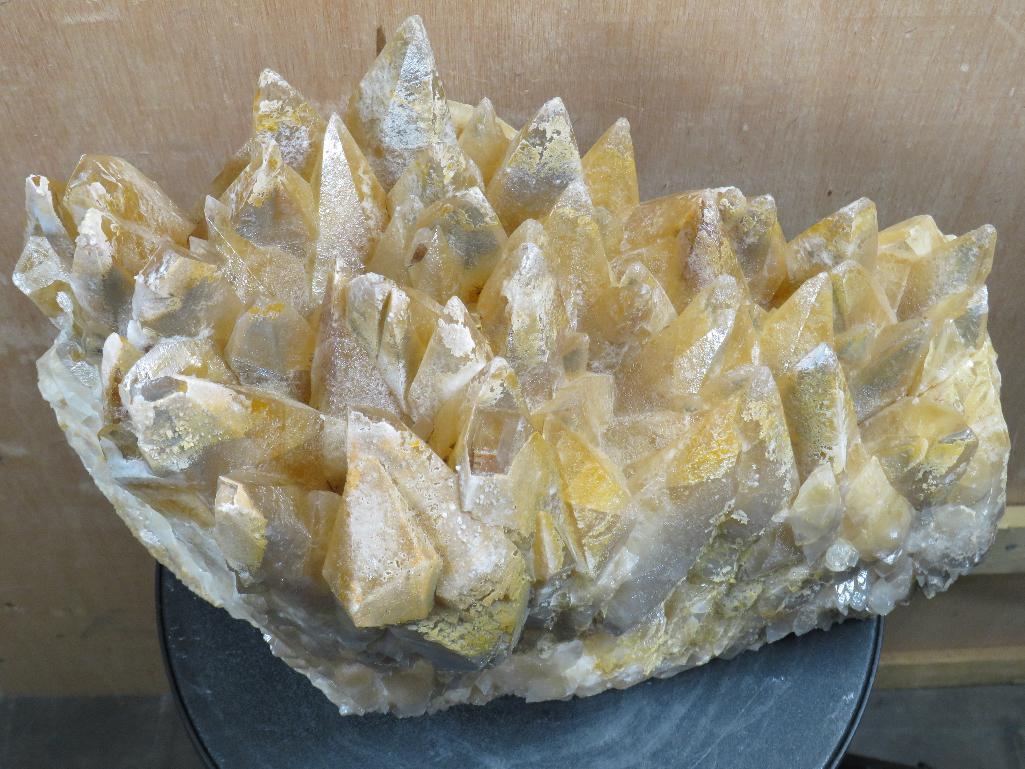 XL Beautiful Smoky Quartz & Honey Calcite (aka dog teeth) Crystal Cluster Specimen (from Morocco)