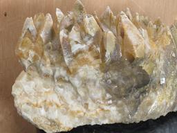 XL Beautiful Smoky Quartz & Honey Calcite (aka dog teeth) Crystal Cluster Specimen (from Morocco)