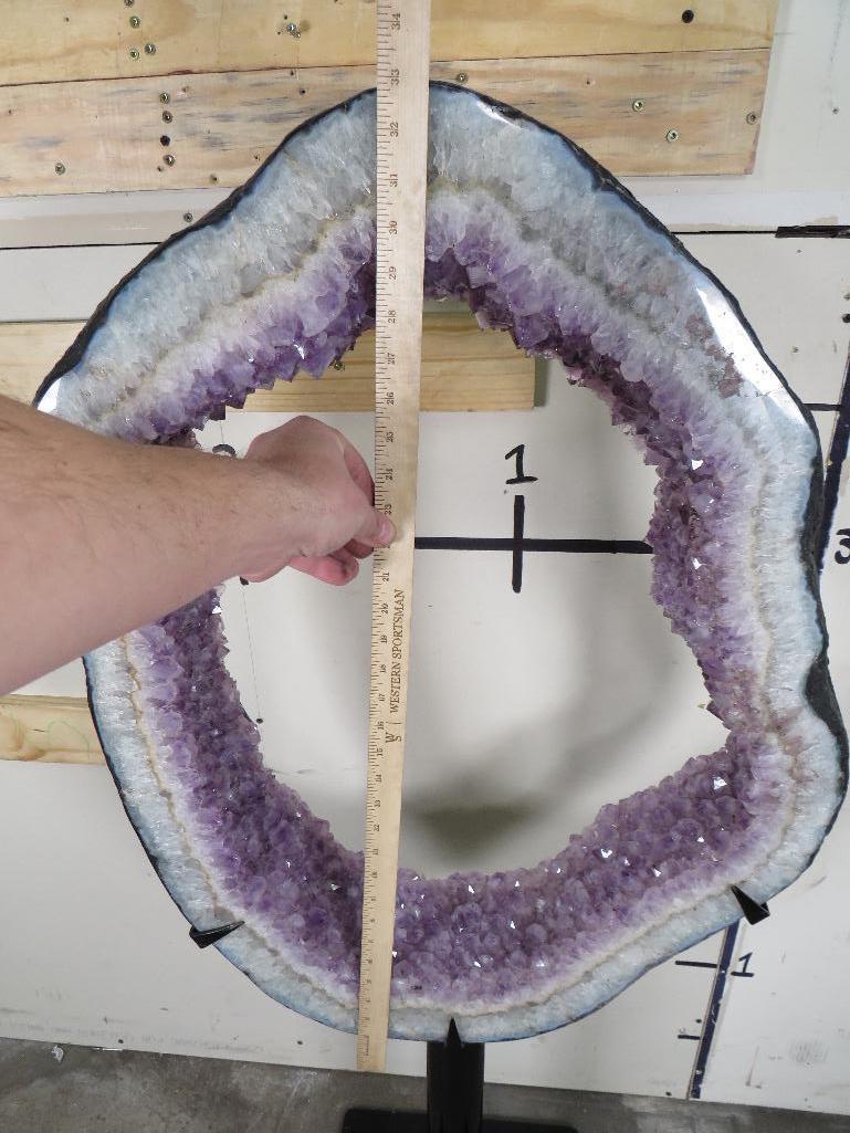 Huge Beautiful Amethyst Geode Slab on Custom Built Metal Stand ROCKS & MINERALS