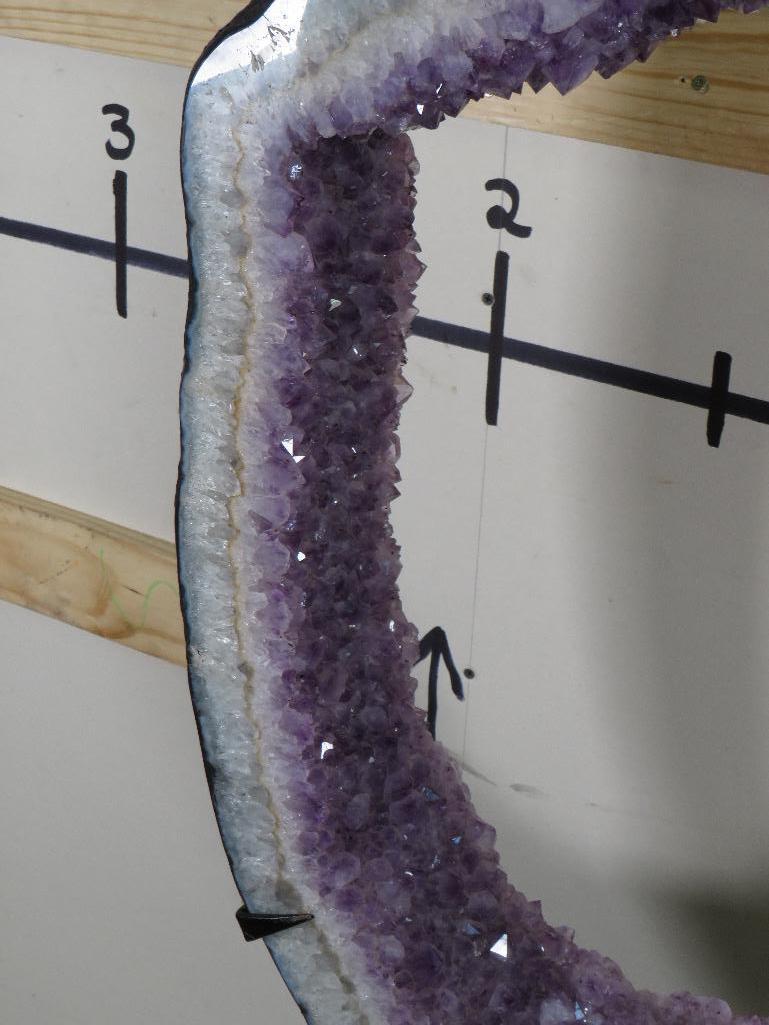 Huge Beautiful Amethyst Geode Slab on Custom Built Metal Stand ROCKS & MINERALS