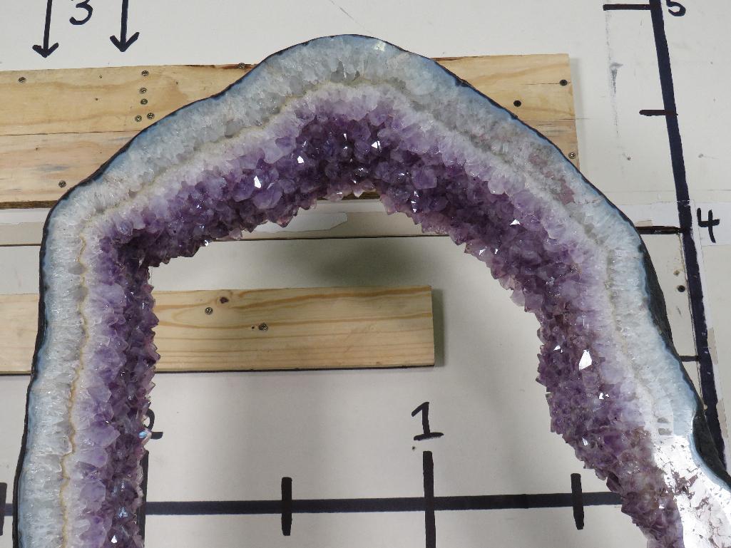 Huge Beautiful Amethyst Geode Slab on Custom Built Metal Stand ROCKS & MINERALS