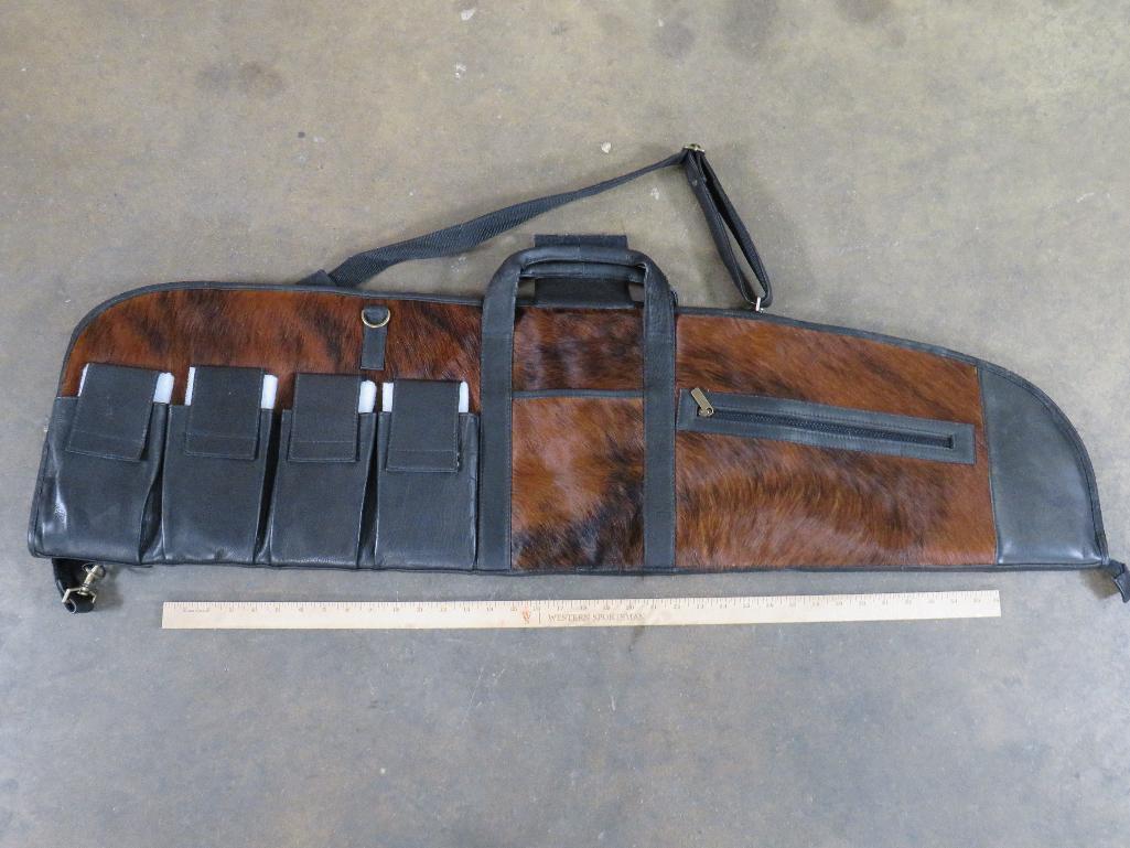 Very Nice Brand New Black Leather & Cowhide AR Gun Case, Holds 4 Mags GEAR