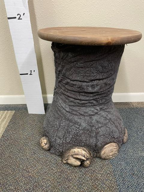 Extra large elephant foot. 19 inches across bottom of foot. 23 inches tall