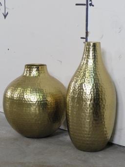 2 Big Hammered Brass look Jugs/Vases DECOR