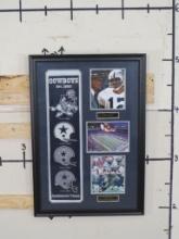 Framed Dallas Cowboys Memorabilia w/3 8x10's-Roger Staubach -AT&T Stadium & Emmitt Smith SPORTS MEMO