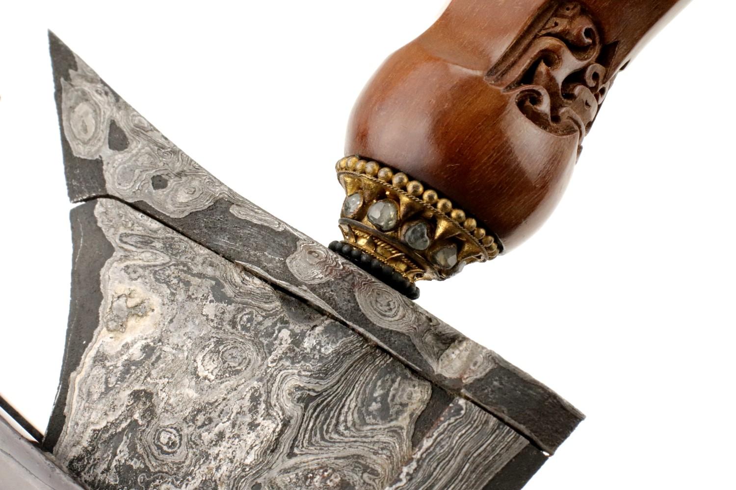 Very Good Early 20th C. Indonesian Yogyakarta Java KERIS Dagger ~ Fine Damascus Blade of Rare Patter