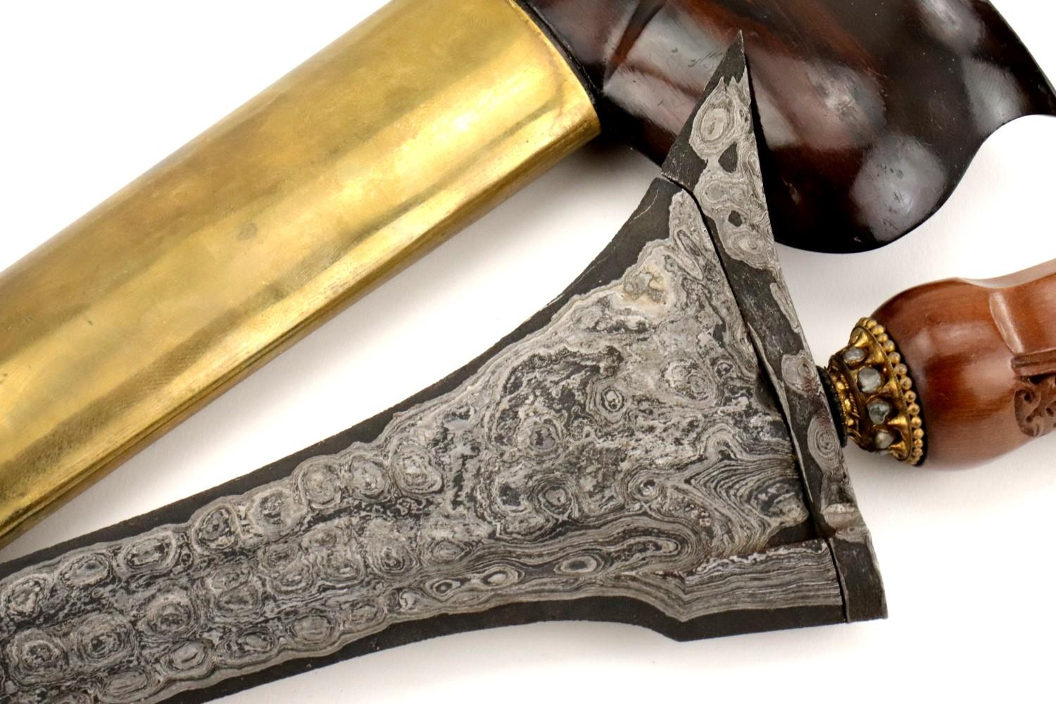 Very Good Early 20th C. Indonesian Yogyakarta Java KERIS Dagger ~ Fine Damascus Blade of Rare Patter