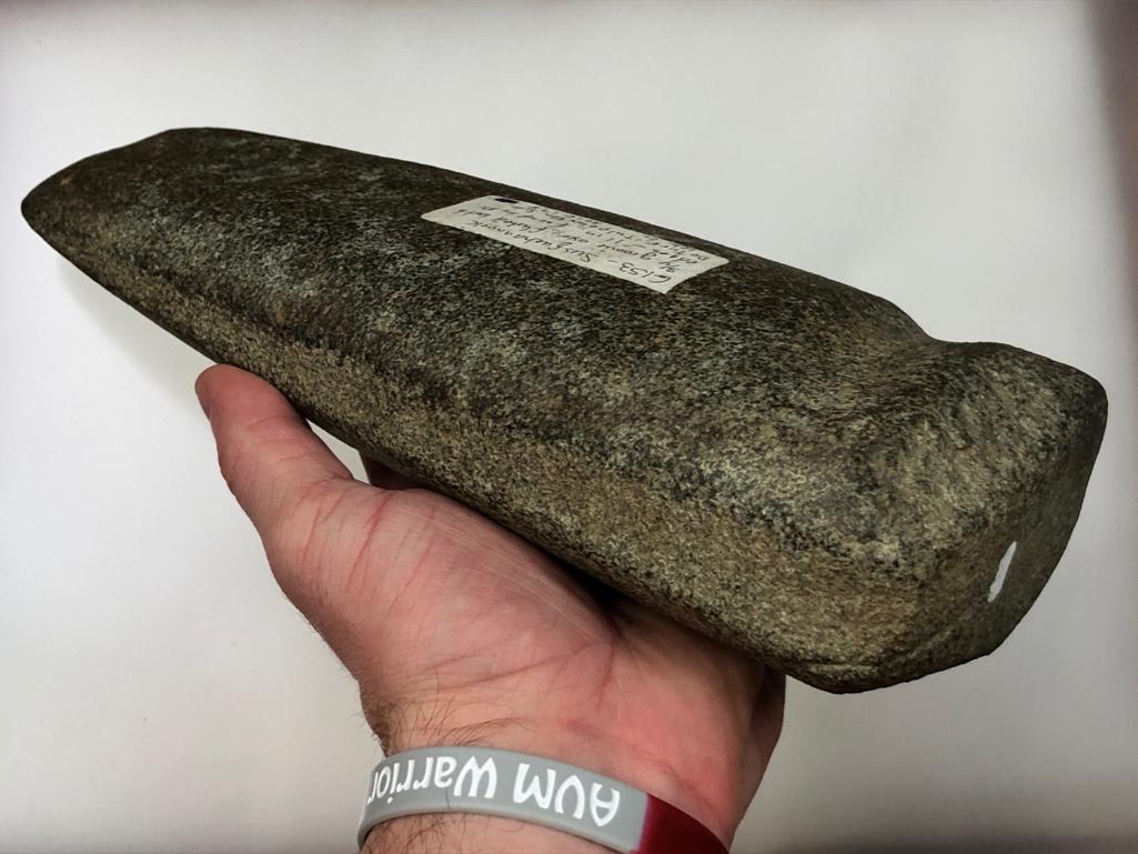 10 7/8" Fluted Hardstone 3/4 Groove Susquehannock Axe- Lebanon Co., PA Ex: DeTurk