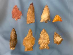 Lot of 8 Jasper Arrowheads- Berks Co., PA Longest 2"