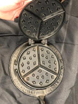Smith Franois & Wells Cast Iron Waffle Iron, Crica 1860's-90's, Springville Chester Co., PA, 12 1/2"