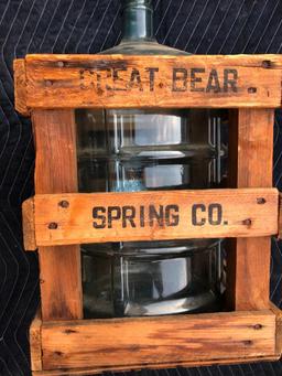 Great Bear Spring Co. Crate w/Plastic Labeled Bottle, Crate-14/12" Tall