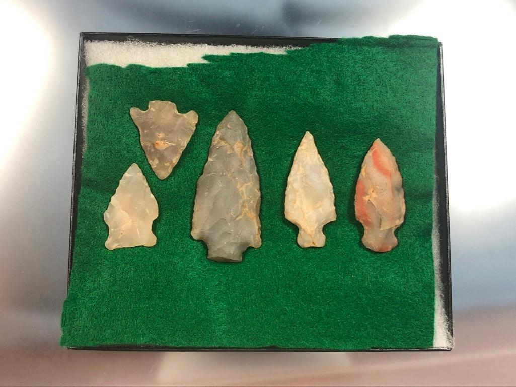 Lot of 4 Chalcedony Points, Colorful, Berks Co., PA, Longest 2 1/2" Long Arrowheads