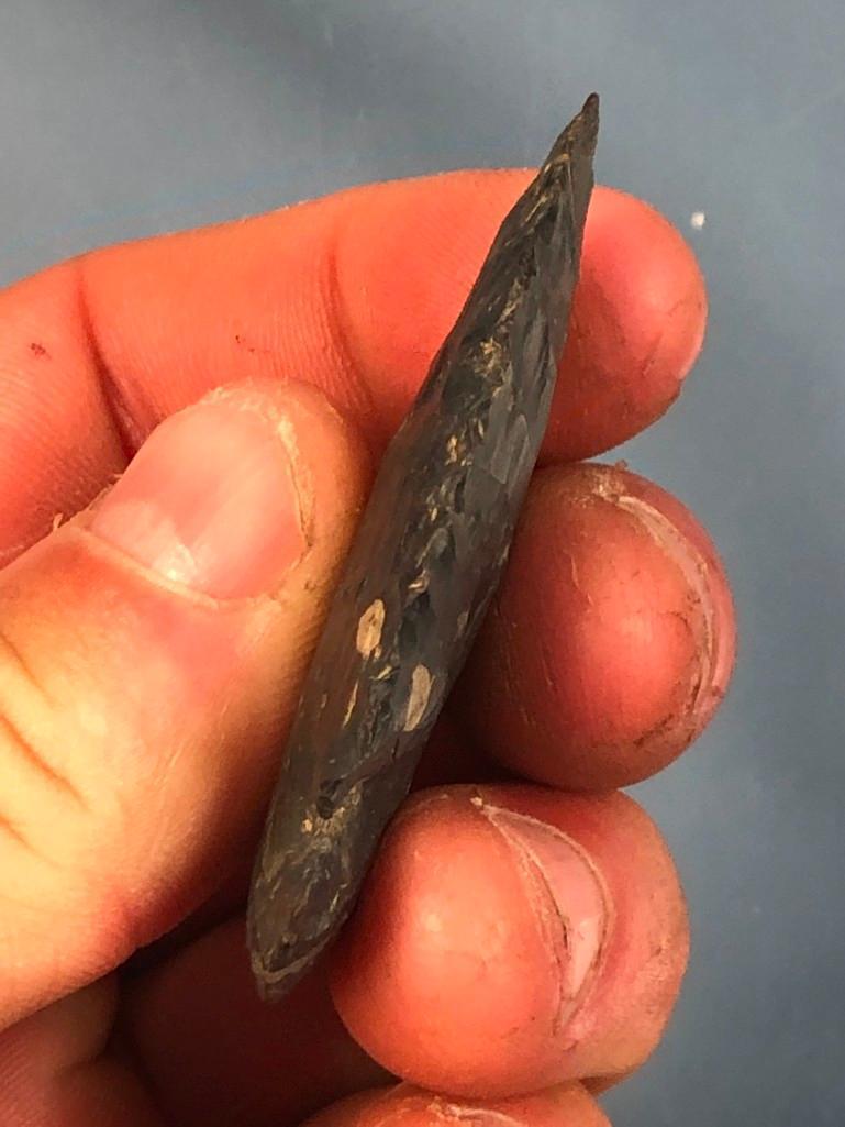 2 1/16" Black Chert Dovetail, Found on Haldeman Island 1946 Ex: T. Enders