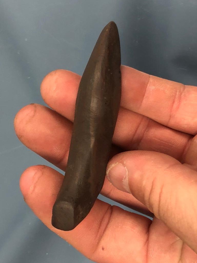 HIGHLIGHT Red Banded Slate Birdstone, 3 1/4", New York State, Ex: George, Indian Artifact