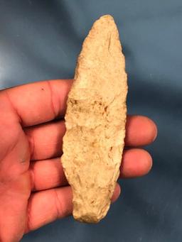 4 1/2" Burlington Chert Midwestern Stemmed Point, Ex: T. Enders, Basal Nick Noted.