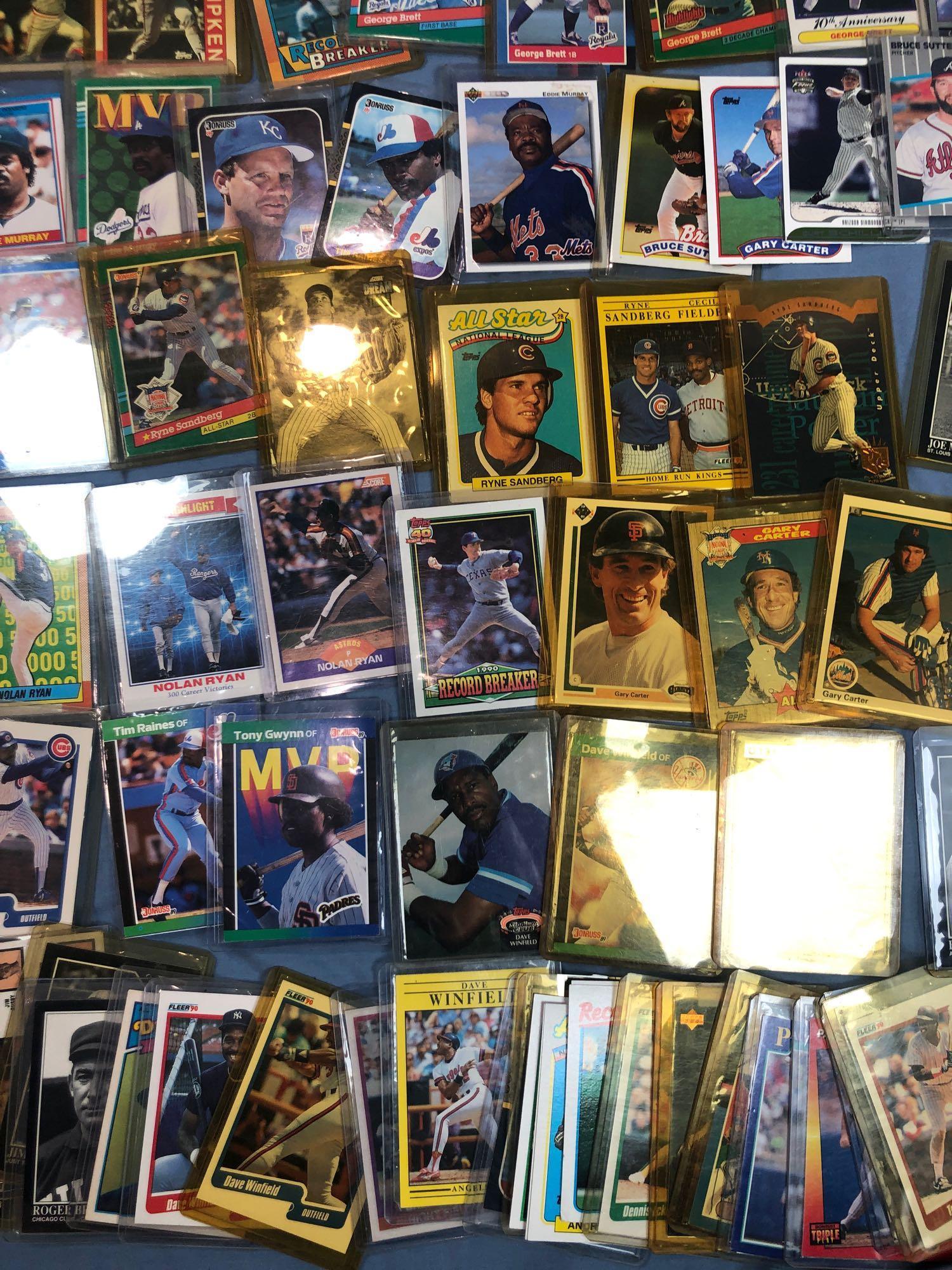 HUGE Lot Individual/Protected Baseball Cards, 80's, 90's, Over 180 Cards!