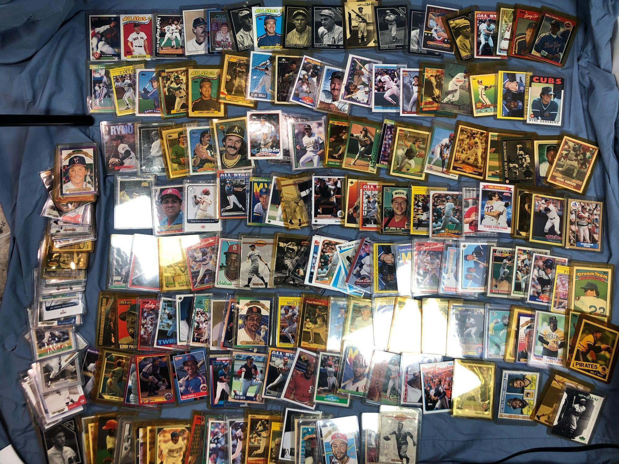 Huge Lot Baseball Cards, Sleeved, 80's, 90's, 190+ Cards