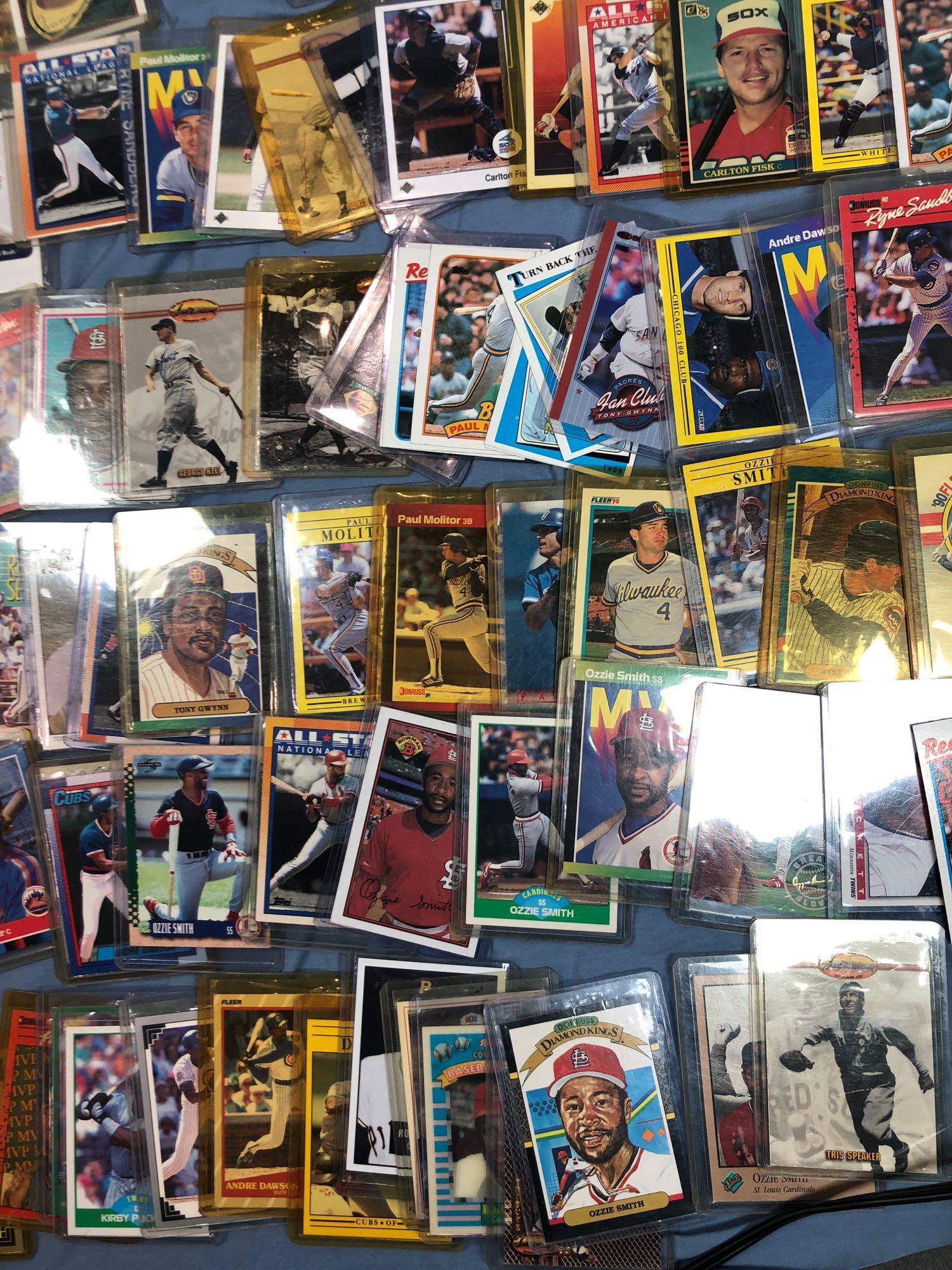 Huge Lot Baseball Cards, Sleeved, 80's, 90's, 190+ Cards