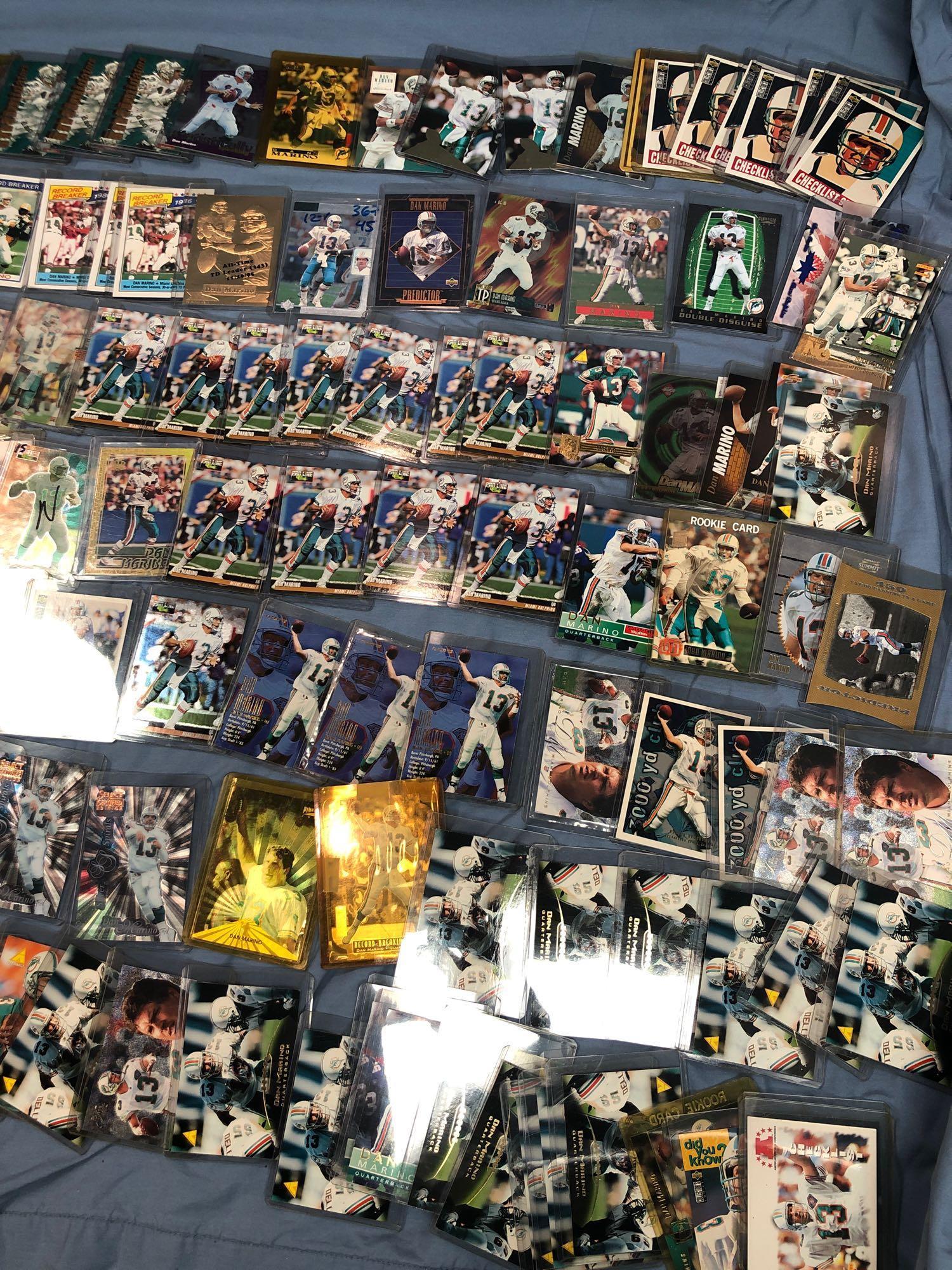 Dan Marino Collection, 330+ Sleeved Cards, 80's-90's Topps, Etc, Football Cards