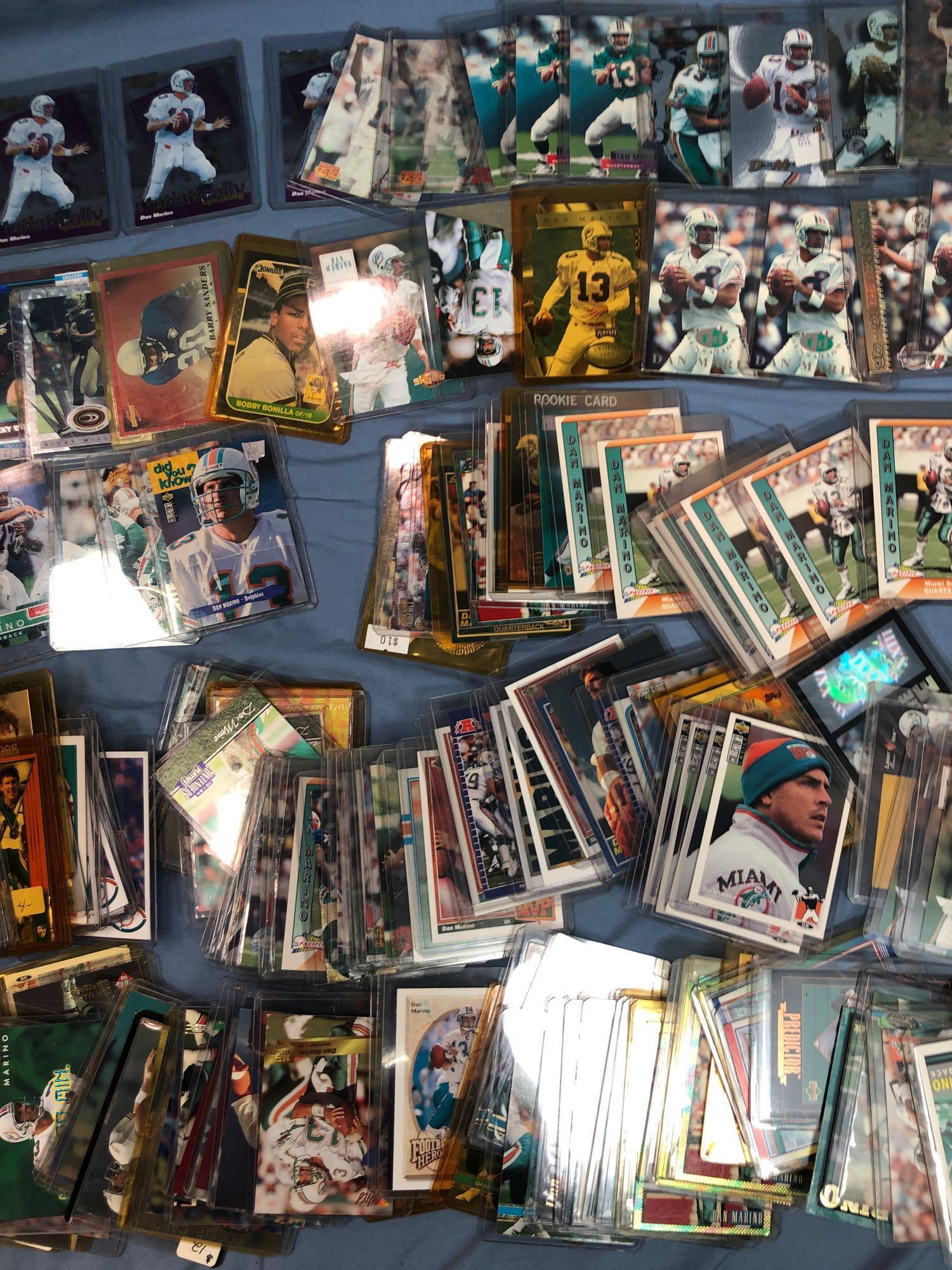 Dan Marino Collection, 330+ Sleeved Cards, 80's-90's Topps, Etc, Football Cards