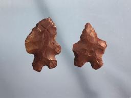 Pair of Head-Treated Red Jasper Bifurcates, Berks & Lehigh Co., PA, Longest 1 1/4"