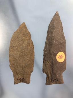 Pair of Archaic Stem/Hoover's Island Point, Lancaster Co., PA, Longest 3 3/4" Long